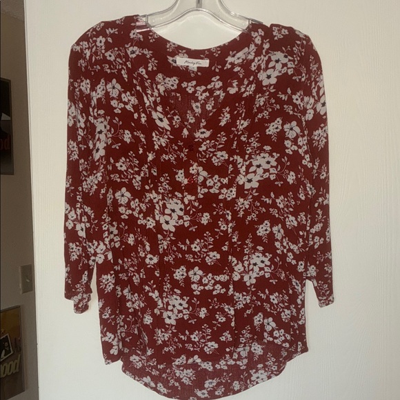 Monday Fun Tops - Floral Women's Top, Monday Fun, medium, rust and black